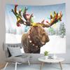 Cartoon Elk Home Decor Tapestry Cute Christmas Art Wall Hanging Living Room Bedroom Dorm Wall Decor Backdrop Cloth