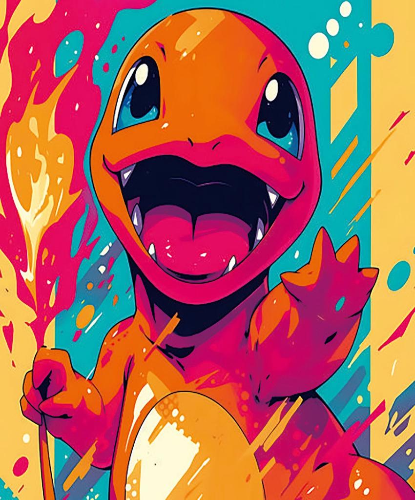 Pokemon Home Decoration Canvas Painting HD Anime Colorful Poster Figure Squirtle Gengar Pikachu Charmander Wall Art Picture Gift