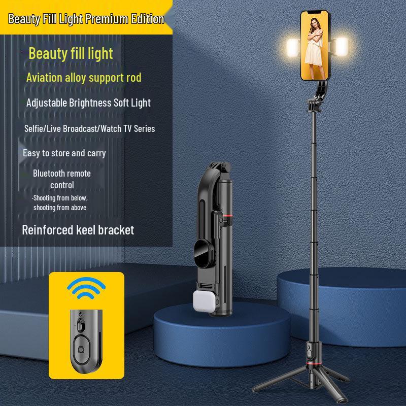 L12 Bluetooth Selfie Stick & Desktop Stand: Extendable Beauty Camera Tripod for Live Streaming