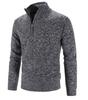 Men's Autumn & Winter Hong Kong Style Knitted Cardigan: Stand-Up Collar, Loose Fit, Fleece-Lined, Thick Woolen Sweater.