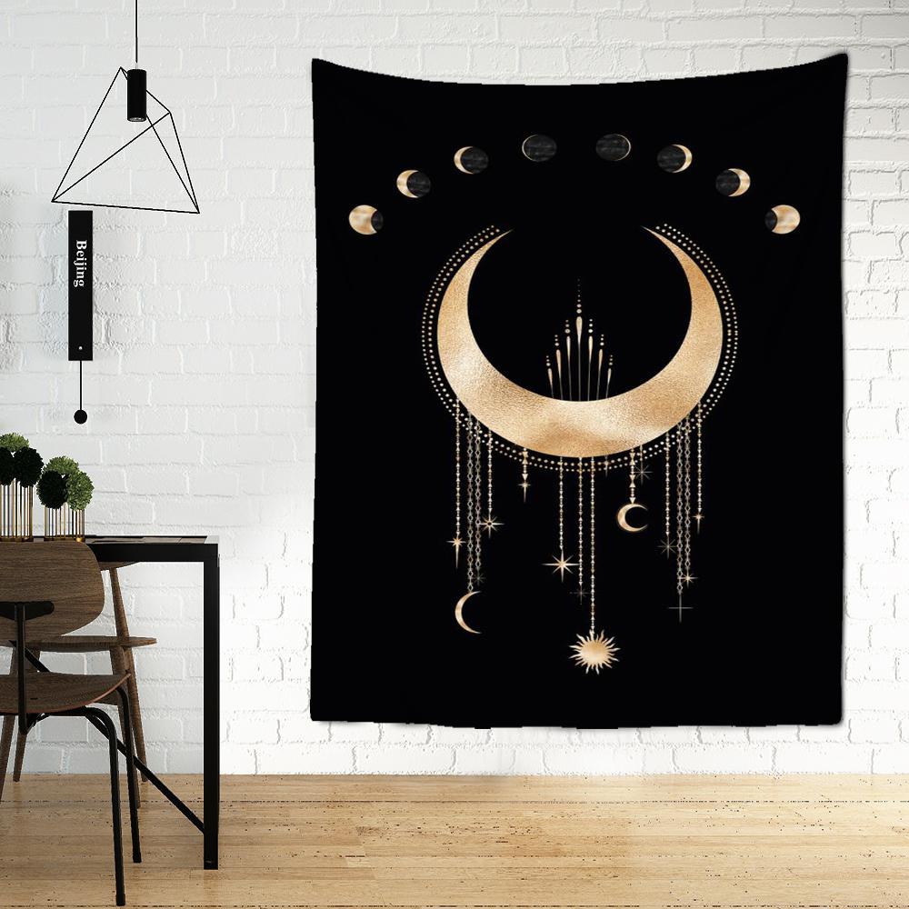 Čarodějnictví kočičí tapisérie nástěnná závěsná bohémská psychedelická kočičí zátoka věštění tajemná černá cool domácí dekorace