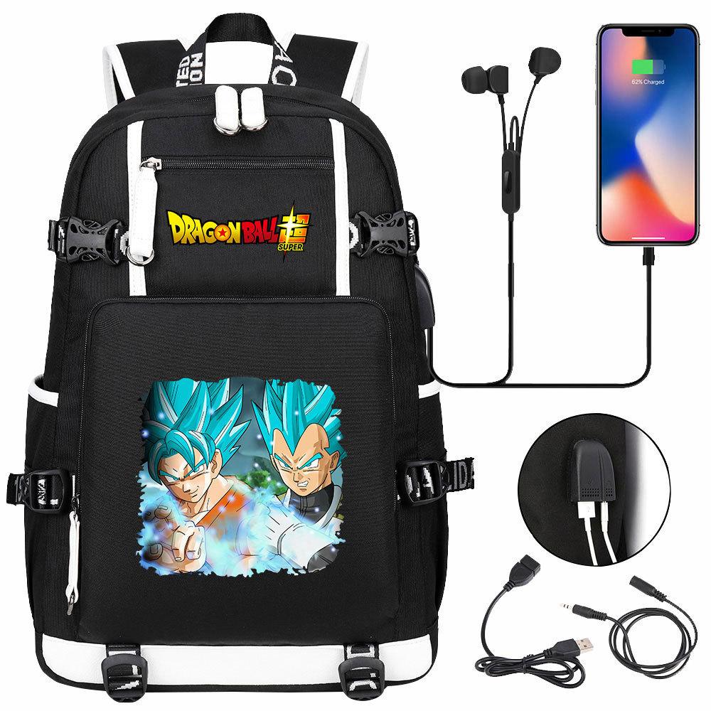Vegeta Sun Wukong Dragon Ball Ultra USB Headphones Teen Student School Bag Men's and Women's Leisure Travel Backpack