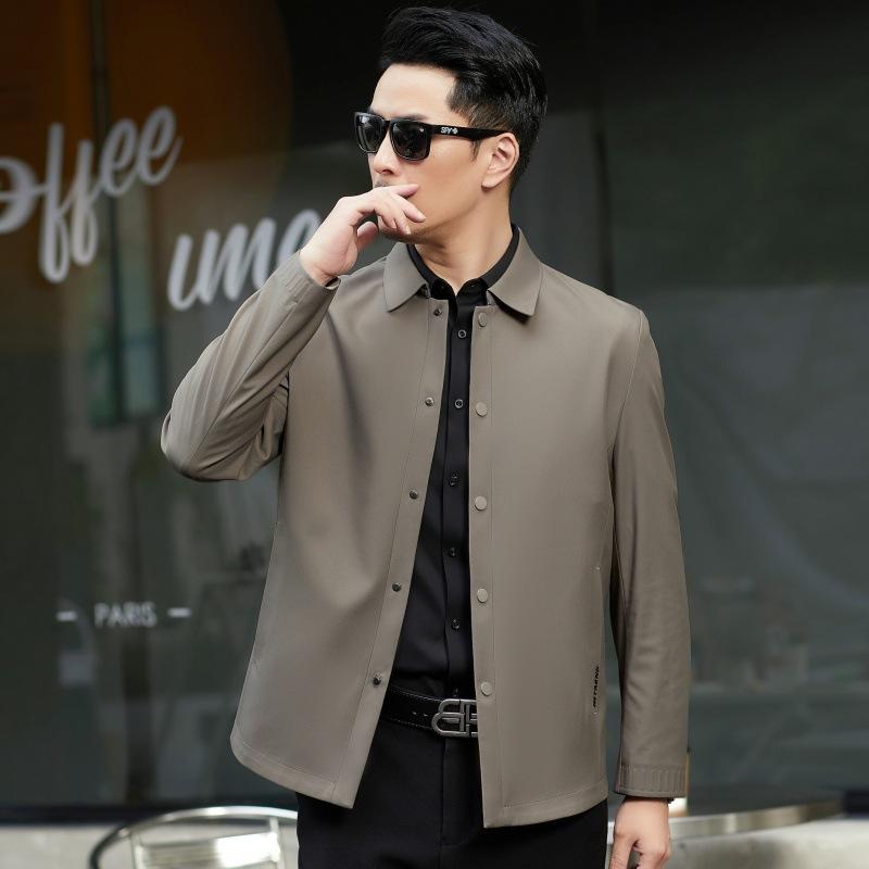 New Lapel Jacket Men's Spring and Autumn Thin Loose Men's Top Business Casual Middle-Aged Dad Clothing Business Jacket