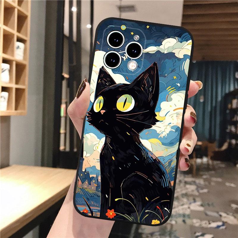 Black Cat Phone Case For Iphone 15 14 Pro Max 13 12 11 Pro Max XSMax XR 12 13 Mini 14 Plus