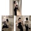 Basic Polyester Spaghetti Strap Dress With Side Slit For Summer Casual Wear
