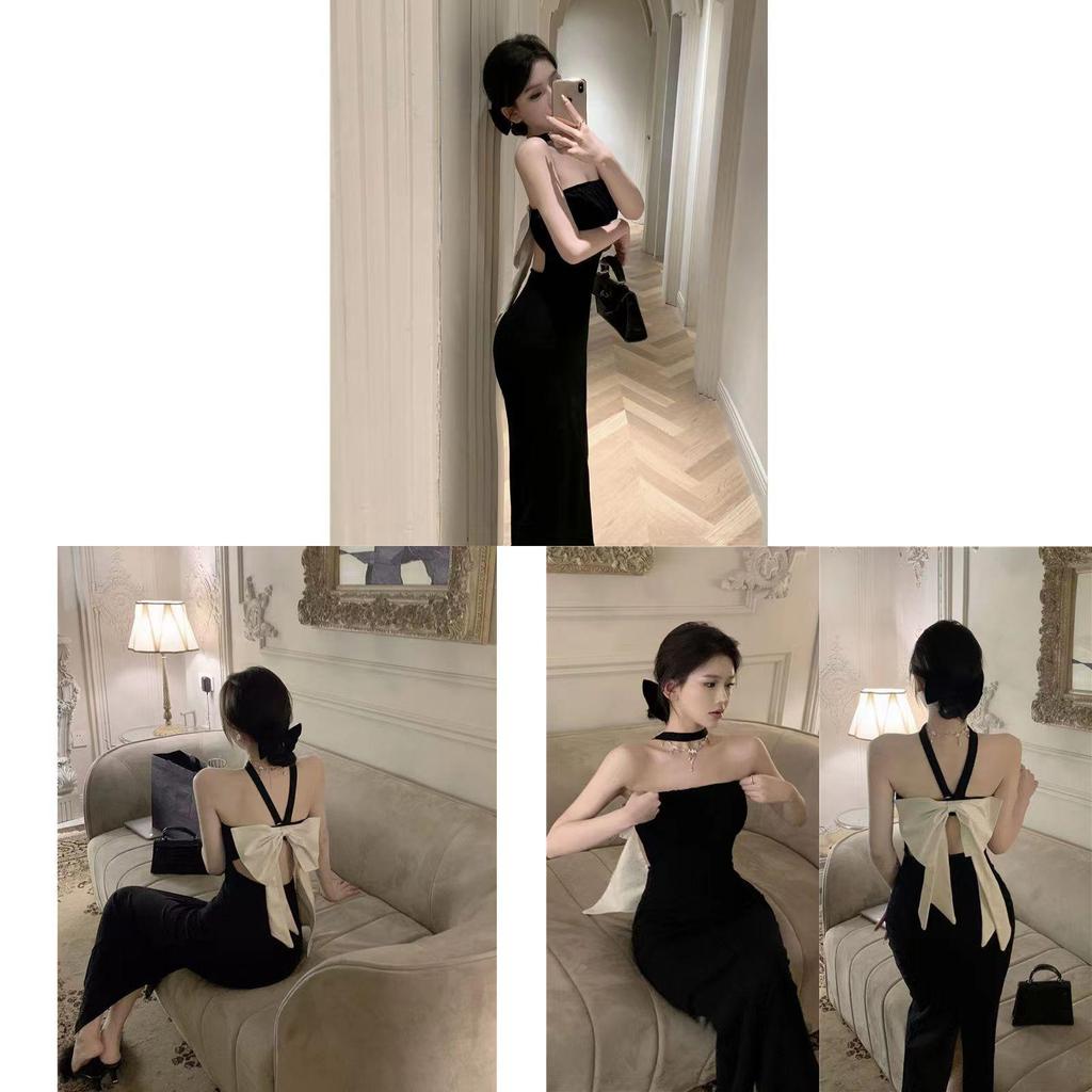Basic Polyester Spaghetti Strap Dress With Side Slit For Summer Casual Wear