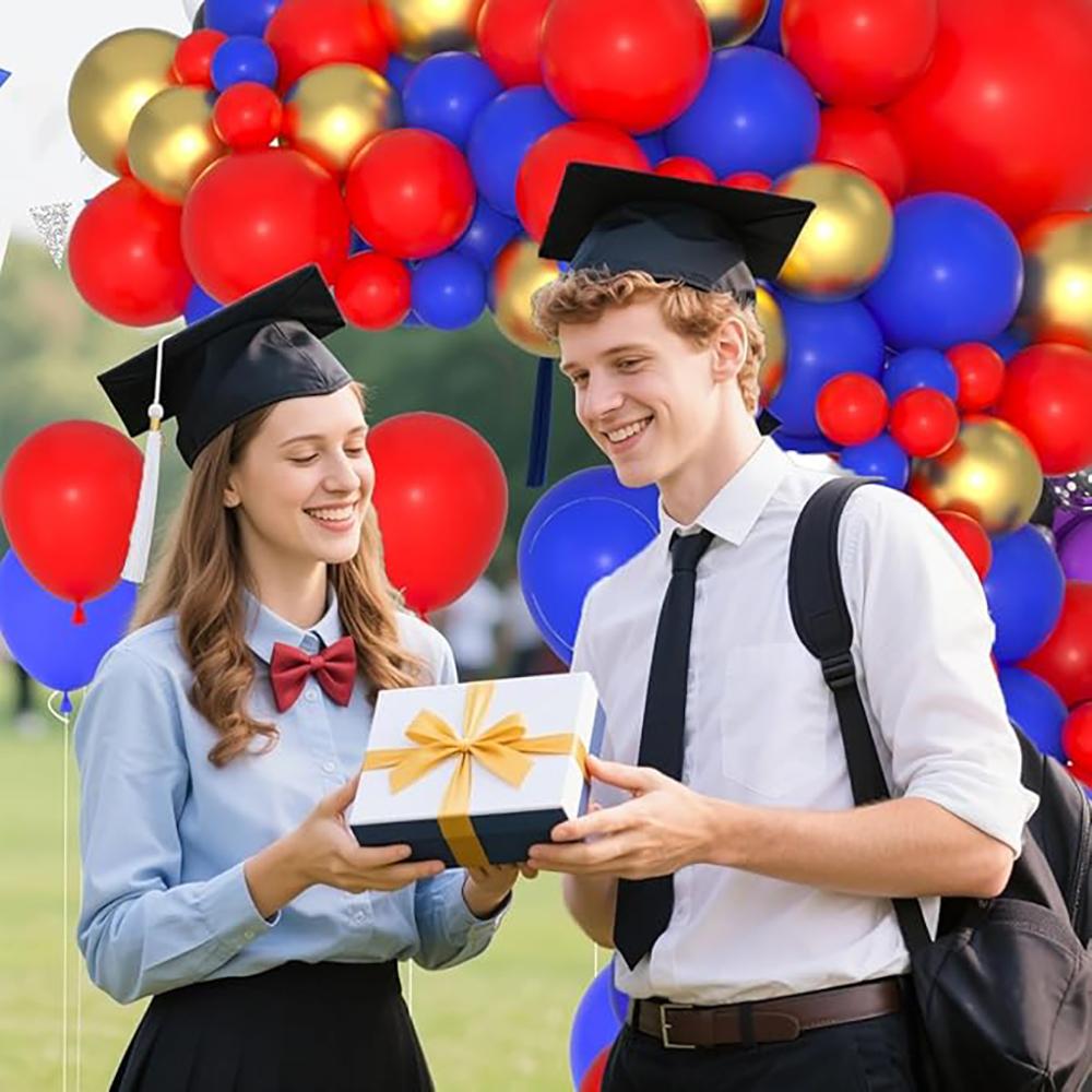 Guirlande de ballons Thème Rouge Bleu Kit d'arche à ballons Rouge Bleu Royal Or Décoration de Fête de Remise de Diplôme Mariage Anniversaire Retraite