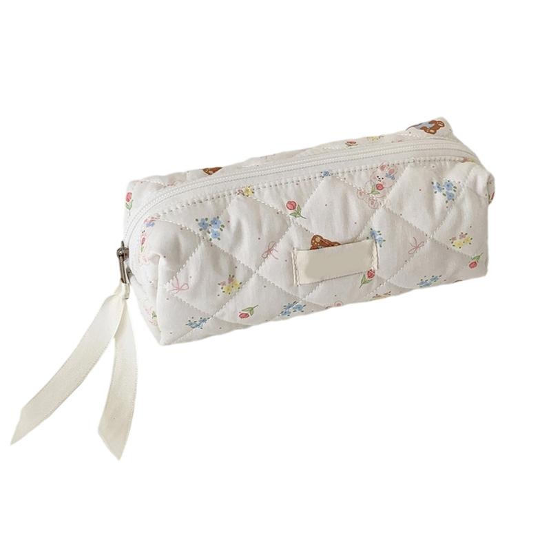 Print Pencil Bag Soft Pencil Pouches Pen Holders Pen Organizers Pencil Case Stationeries Bag For School Office Outdoor белый