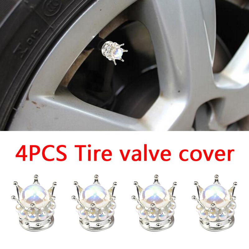 Crown Tire Valve Stem Caps, Heavy-Duty Handmade Crystal Rhinestone Crown Vehicle Car Tire Caps Covers for Cars Trucks SUVs Bikes