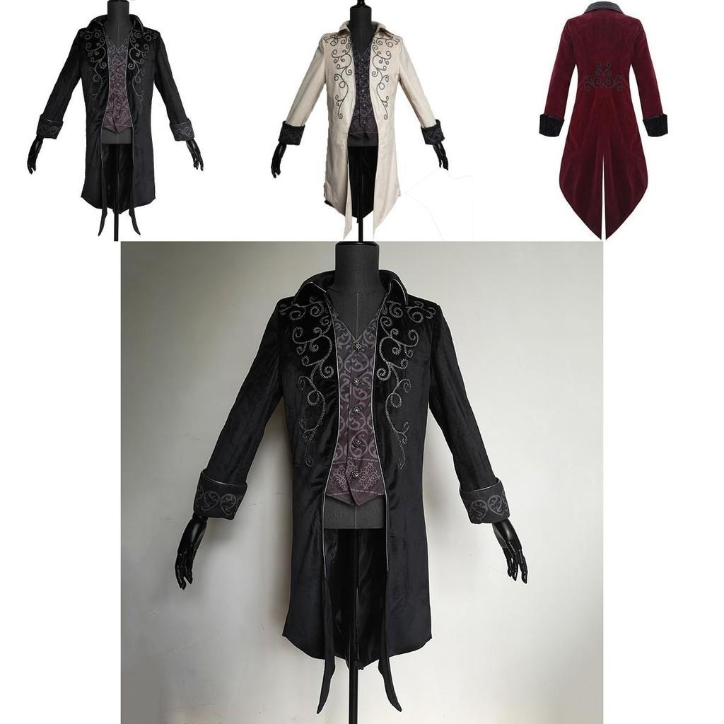 Vintage Men Tailcoat Jacket In Elegant Black For Gothic Steampunk Costume Parties