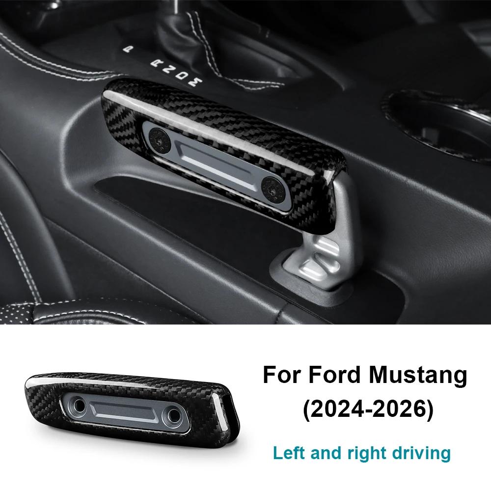 Real Hard Carbon Fiber Cover For Ford Mustang GT Dark Horse EcoBoost 2024 2025 2026 Replace Handbrake Grip Sticker Handle Trim