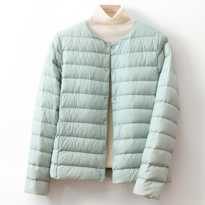 2026 Autumn/Winter Lightweight Collarless Down Jacket - 90% Down, Short Round Neck