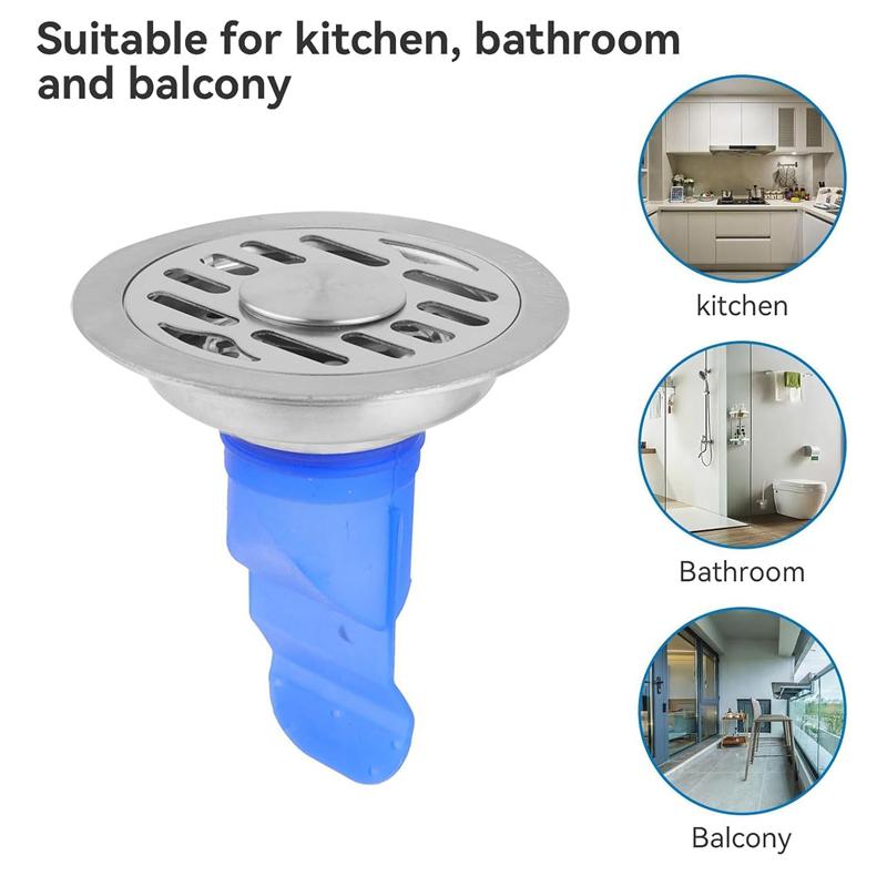 1Pcs Anti Odor Floor Drain Core Navy Blue Drain Cover Round Shower Drainer One Way Valve Insect Prevention Bathroom Accessories
