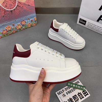 Small Thick-soled Heightening Board Shoes Spring New Muffin Bottom McQueen Board Shoes Little White Shoes Women's High-end Sense