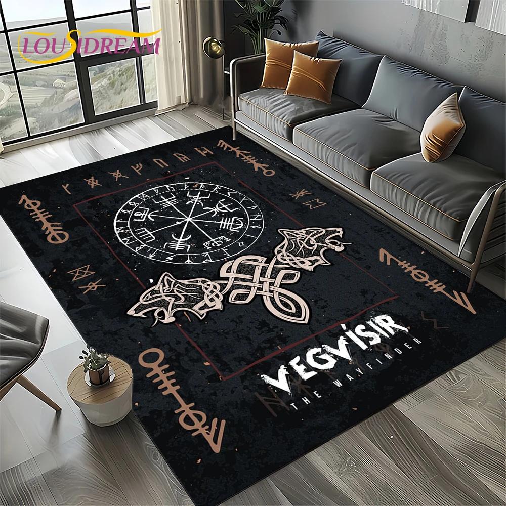 Odin Viking Symbol Valknut Nordic Valhalla Carpet Rug for Living Room Bedroom Home Sofa Decoration,Area Rug Non-slip Floor Mat
