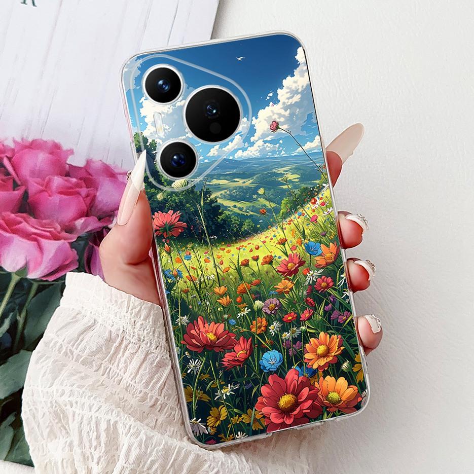 For Huawei Pura 70 Pro Plus Case Colorful Flower Painted Cover Soft Slim Phone Case For Huawei Pura 70 Ultra Pura70 Pro 5G Shell