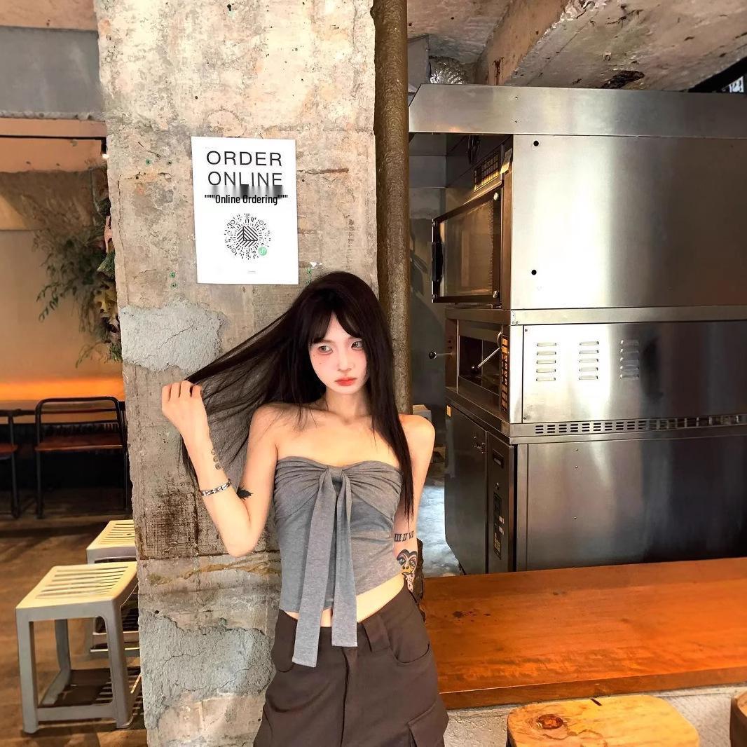 

Женский французский ретро жилет без бретелей с бантом - Летний топ с запахом, воплощающий чистое желание One Size (up to 125 lbs) серый