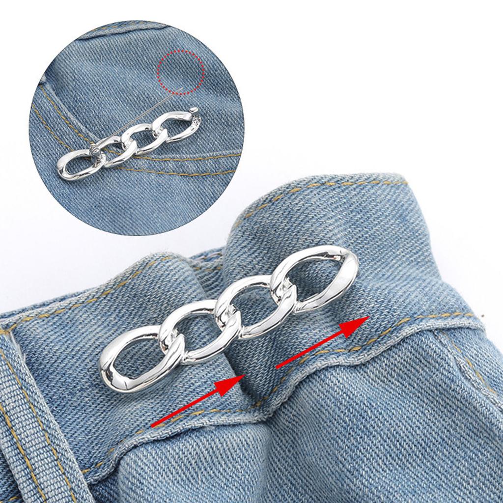 Jeans, Pin, Waistband, Tightening Tool, Waistband Button, Waistband Button. The Waist Circumference Has Been Adjusted To Be Larger And Smaller