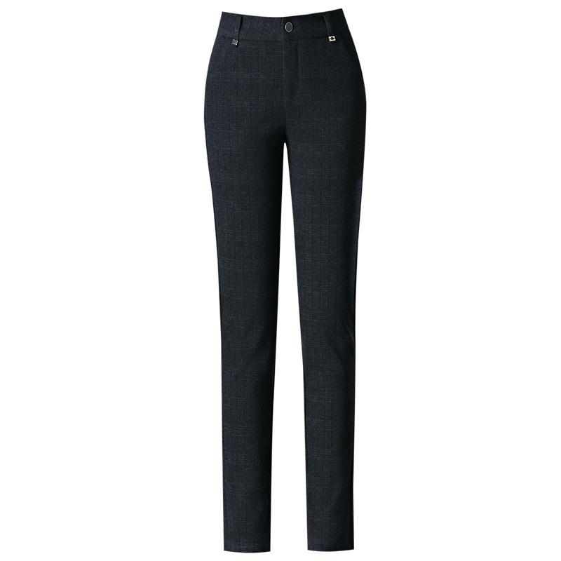 High-Waisted Wool Plaid Slimming Pants for Autumn/Winter 2024 - Straight-Leg, Slim-Fit, Casual Wear for Middle-Aged Women.