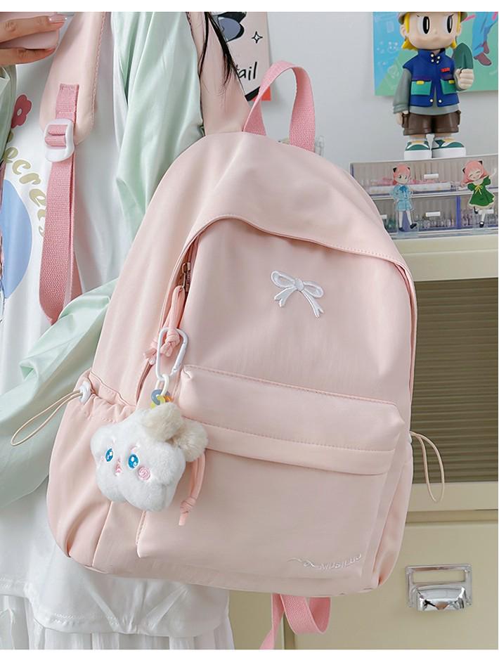 Rucksack im koreanischen Stil mit mädchenhafter Stickerei und Schleife - Leichtgewicht für College & Mittelschule