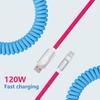 1.8M 120W Fast Charge USB Cable Quick Charge Type-C Lightning Spring Cable For USB To Type C