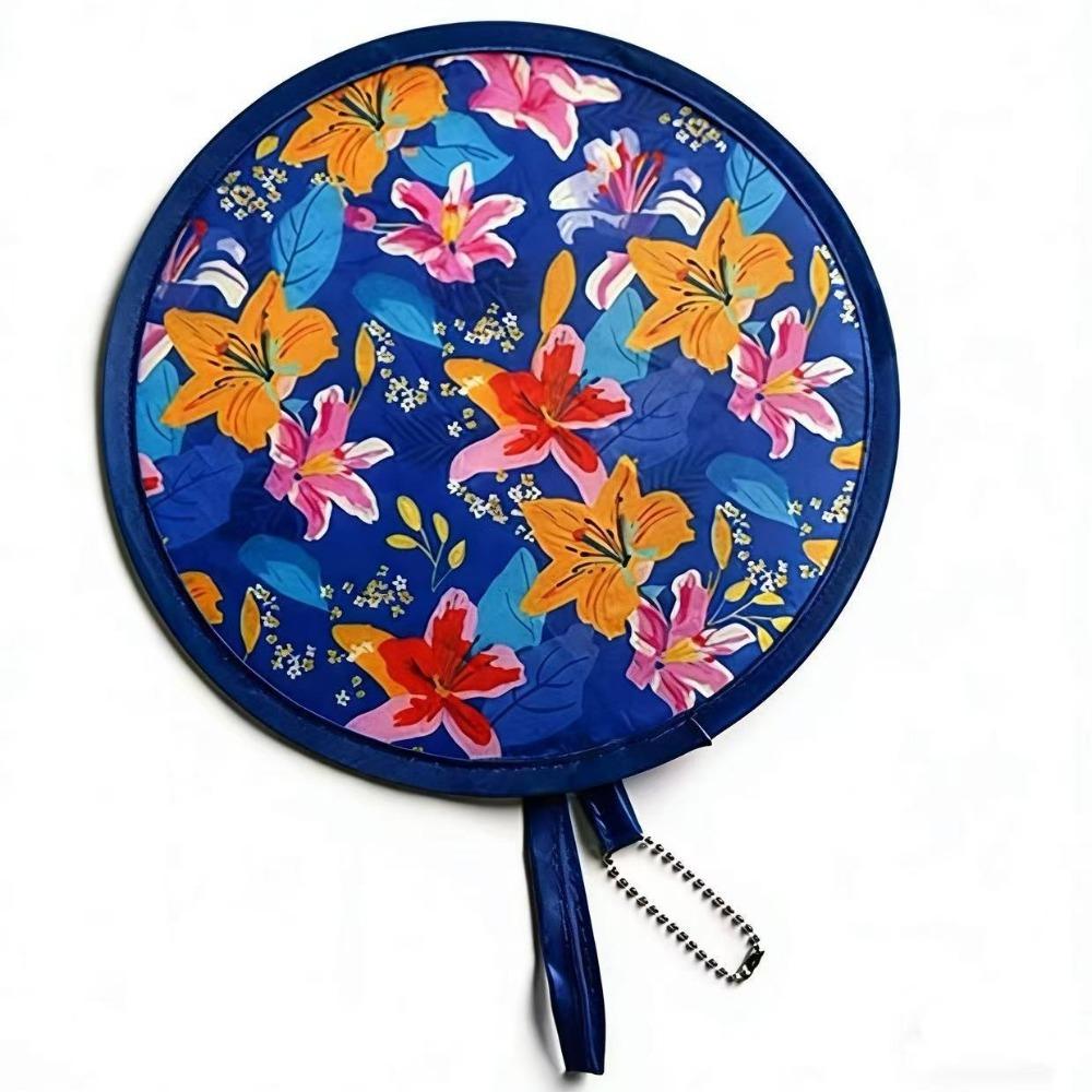 

Japanese Style Handheld Fan Round Collapsible Fan Hand Fan Portable Fan Beach Use королевский синий