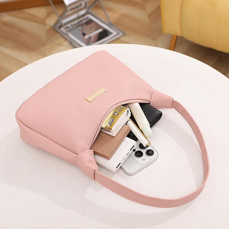 Lichee Leather Women Shoulder Bag Retro Solid Color Hobos Handbags Leisure Underarm Armpit Bag  Exquisite Shopping Bag