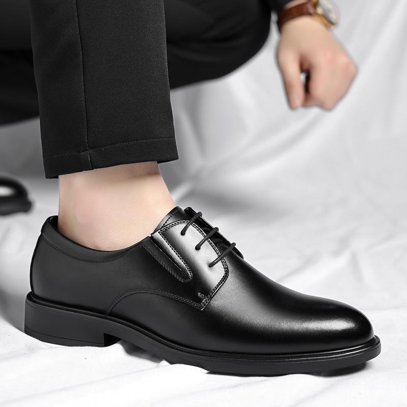 Fashion Men's formal leather shoes Classic minimalist gentleman style Daily office outdoor leisure business Men's wedding Black shoes