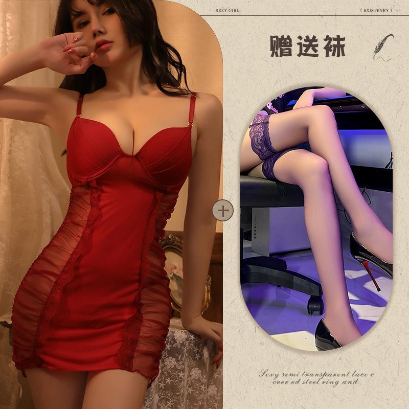 Nuovo set di intimo sexy gonna a sospensione in rete trasparente sexy push-up tentazione camicia da notte