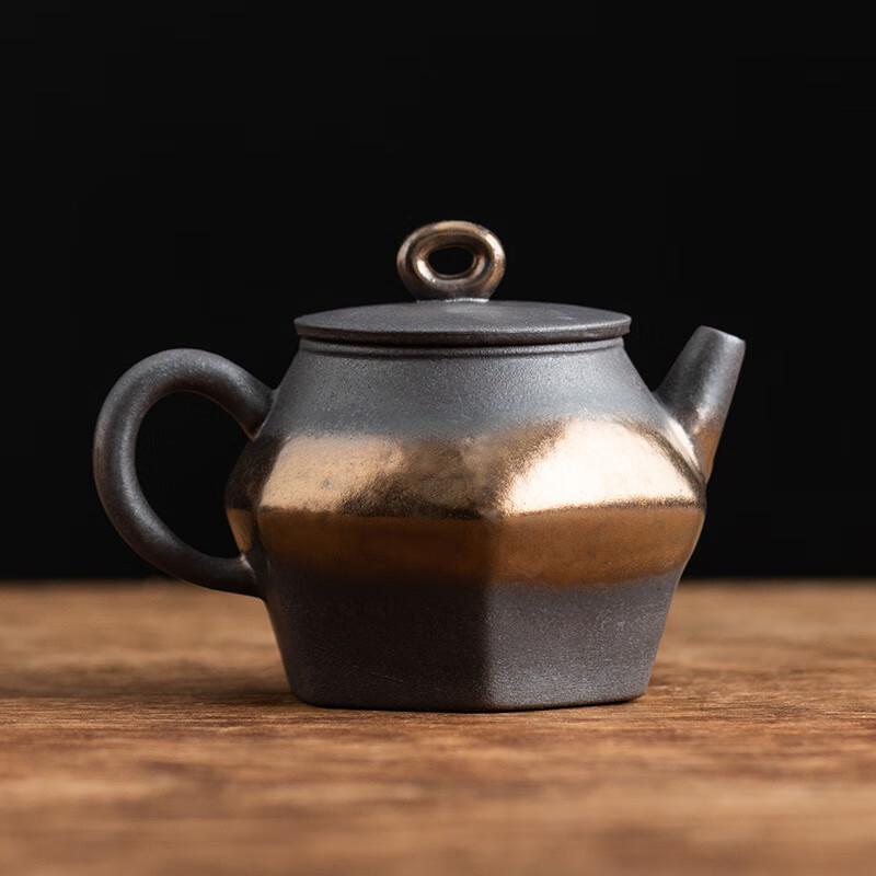 

Rustic Metallic Glaze Hexagonal Teapot Small