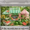 2D Watermelon Stand Backdrop, Summer Market Photography Background Banner