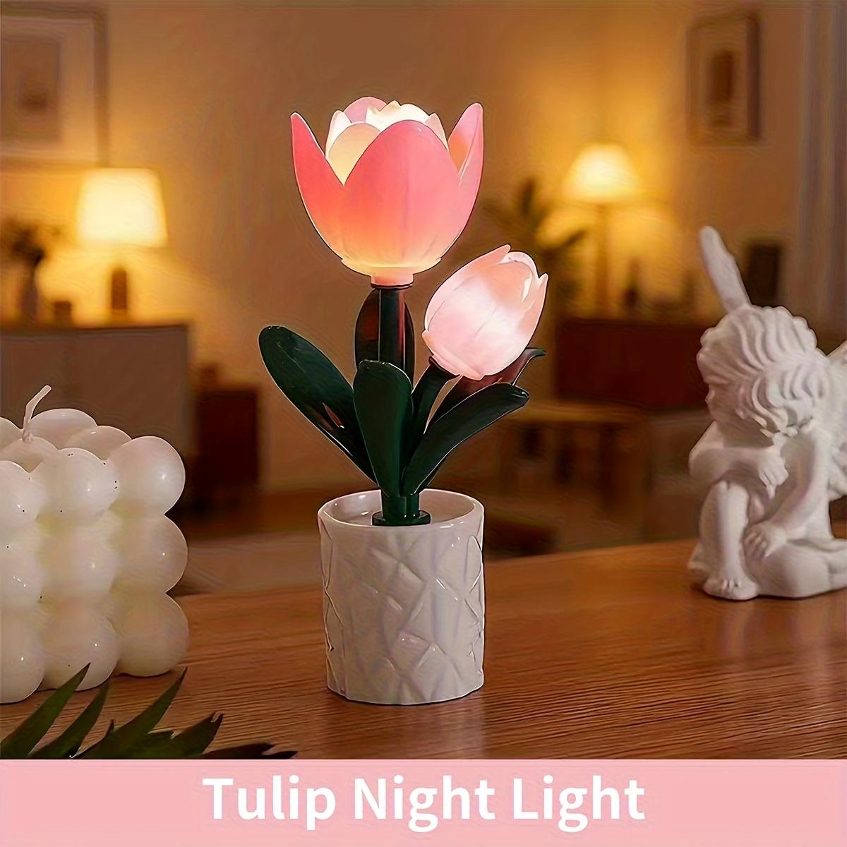 

1PC LED Simulation Flower Night Light, DIY Rose Tulip Freesia Romantic Vase Dining Table Cabinet Countertop Mini Ornament