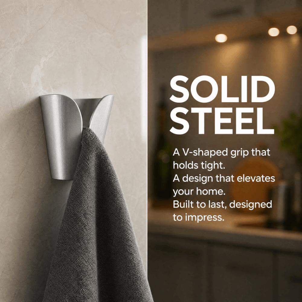 2 PCS Silver Towel Hook Brushed Finish Towel Holder Durable Towel Hook Hanger  Over the Door