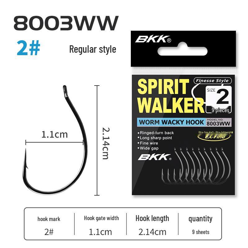 BKK Jigging Hooks 8003: Soft Bait Single Hook for Drop Shot Rig, Wacky, Zander, Bass, and Perch Fishing.