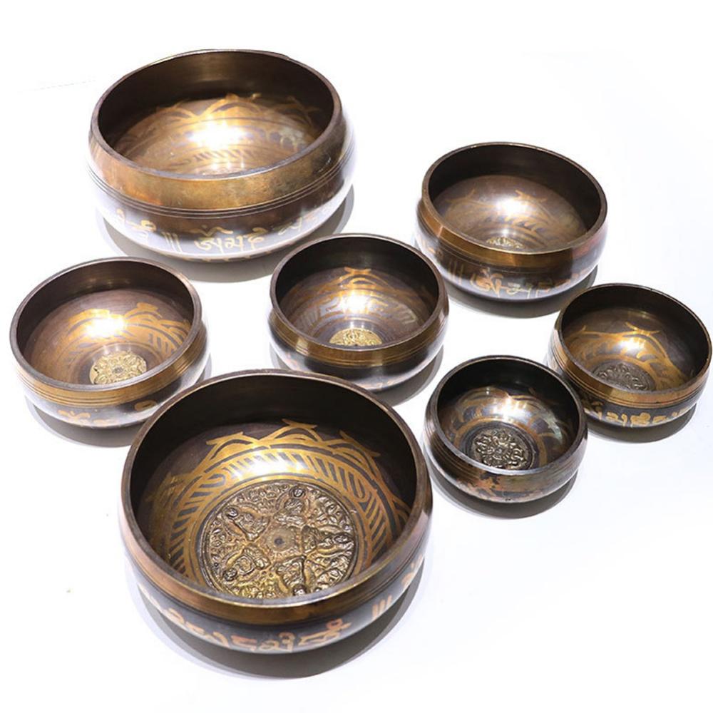 Tibetan Singing Bowl Set Nepal Handmade Meditation Sound Bowl Unique Gift Helpful for Meditation Yoga Stress Relief Prayer