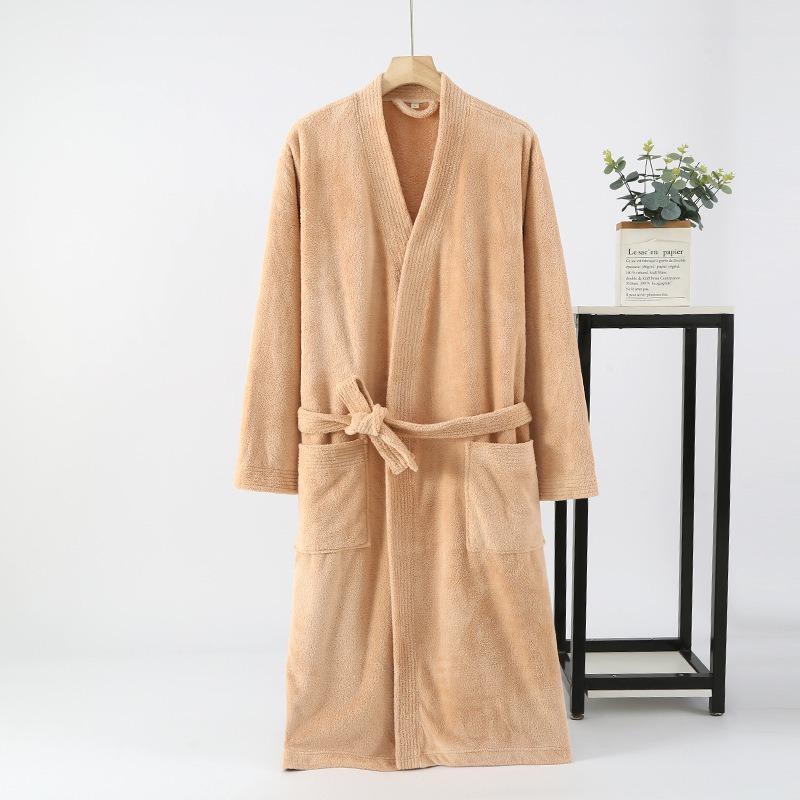 Men's Bathrobe Absorbs Water and Dries Quickly, Soft and Four Seasons Thickened Long Bath Towel Nightgown