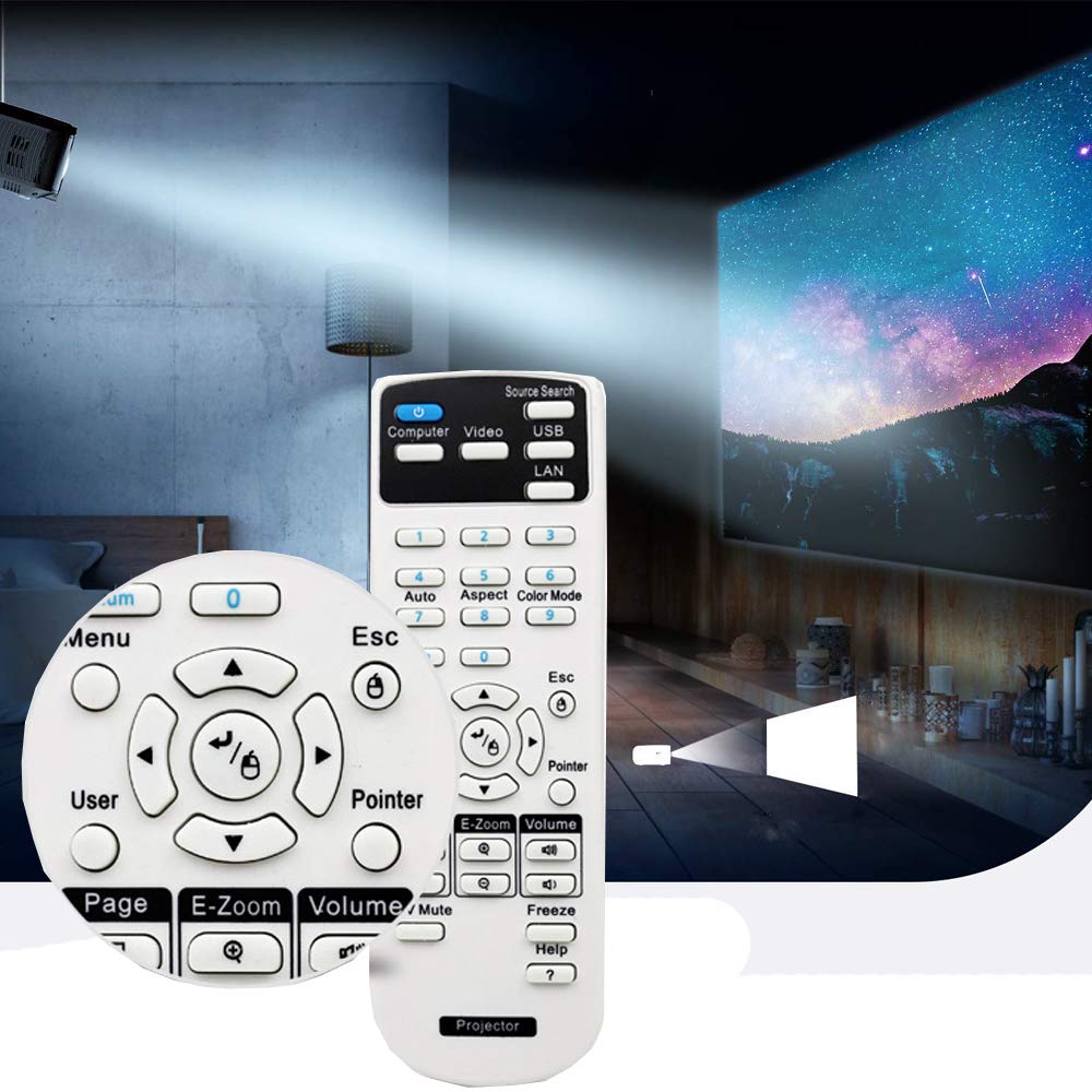 EachLight Projector Replacement Remote Control Epson EH-TW5200, EH-TW530, EH-TW5350, EB-S02H, EB-S04, EB-S05, EB-S31, EB-W420, EH-TW400, EH-TW410,