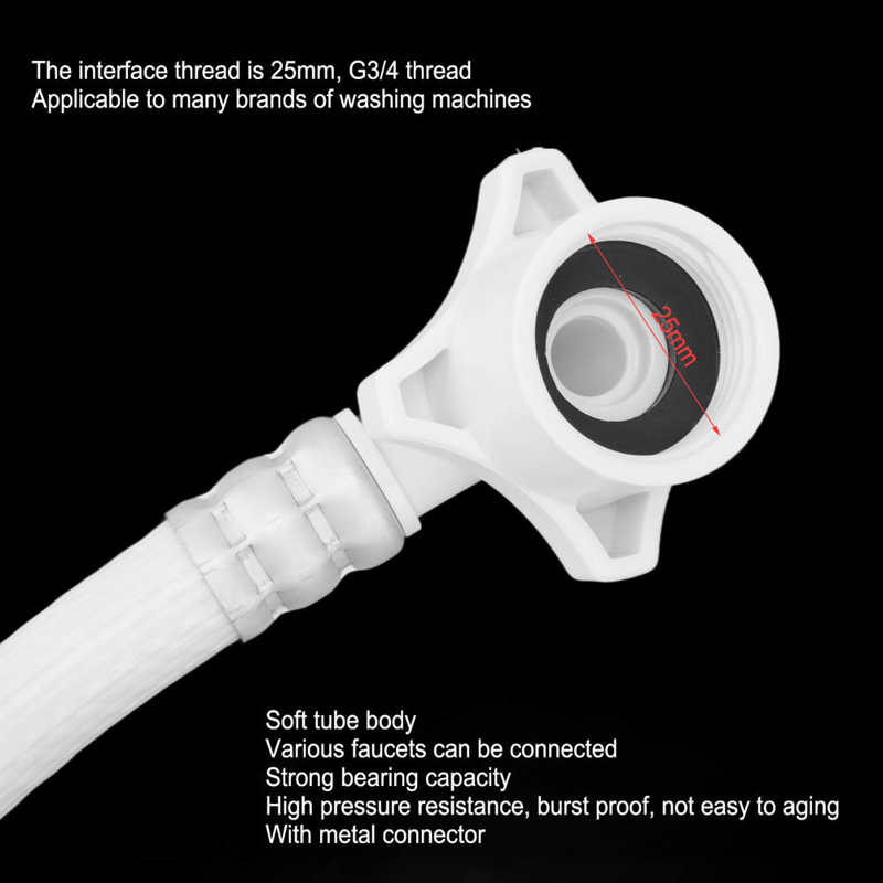 Vatteninloppsslang för tvättmaskin PVC-vattenrör Vatteninloppsrör med metallkoppling för Automatiska tvättmaskinsdelar