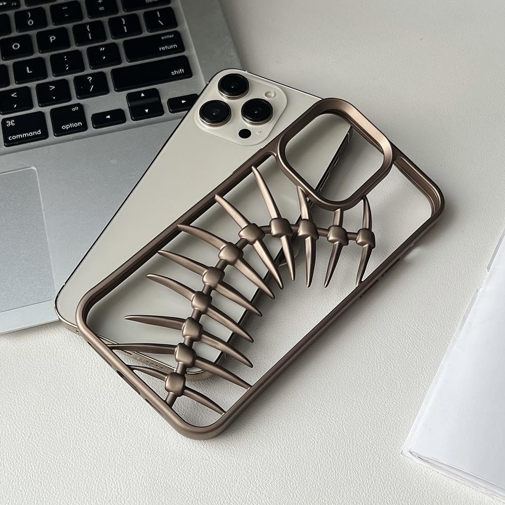 

3D Fishbone Hollow Dissipate Heat Phone Case For iPhone 16 15 14 13 12 11 Pro Max Shockproof Frosted Soft Silicone Cover For iphone 15promax