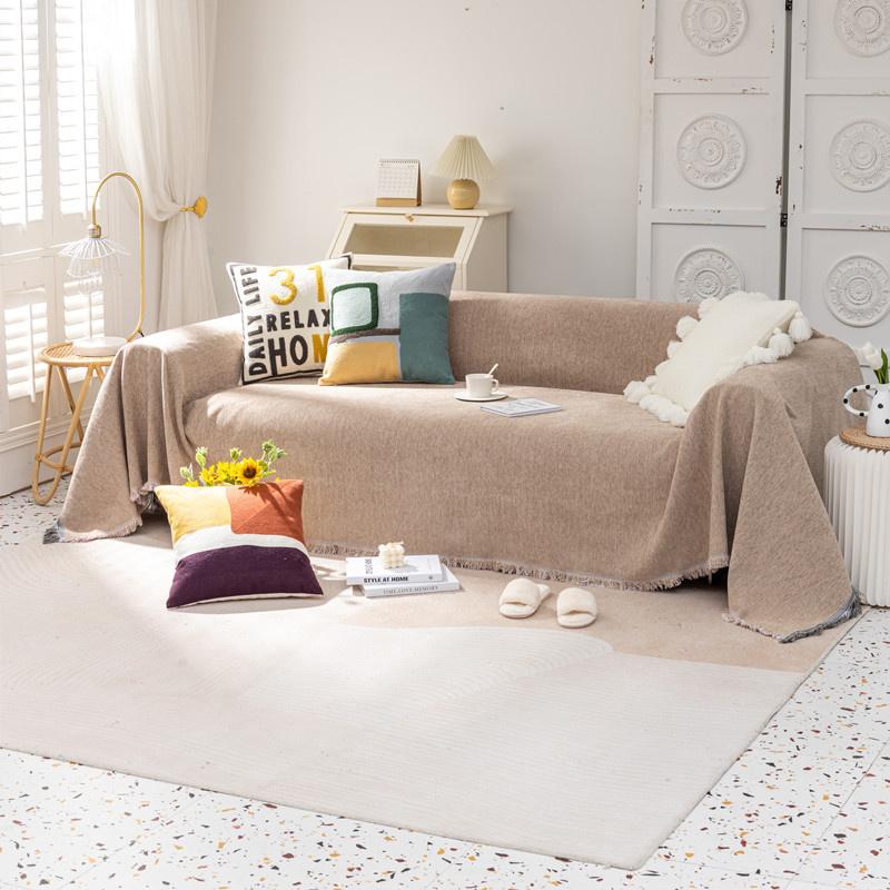 Утолщенный чехол для дивана из синели с кисточками — фото 14