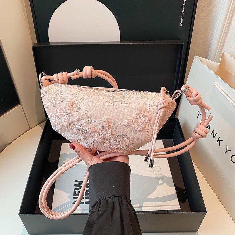 

Ручная сумка подмышку женская летняя вышивка нишевая на одно плечо кроссбоди женская сумка розовый