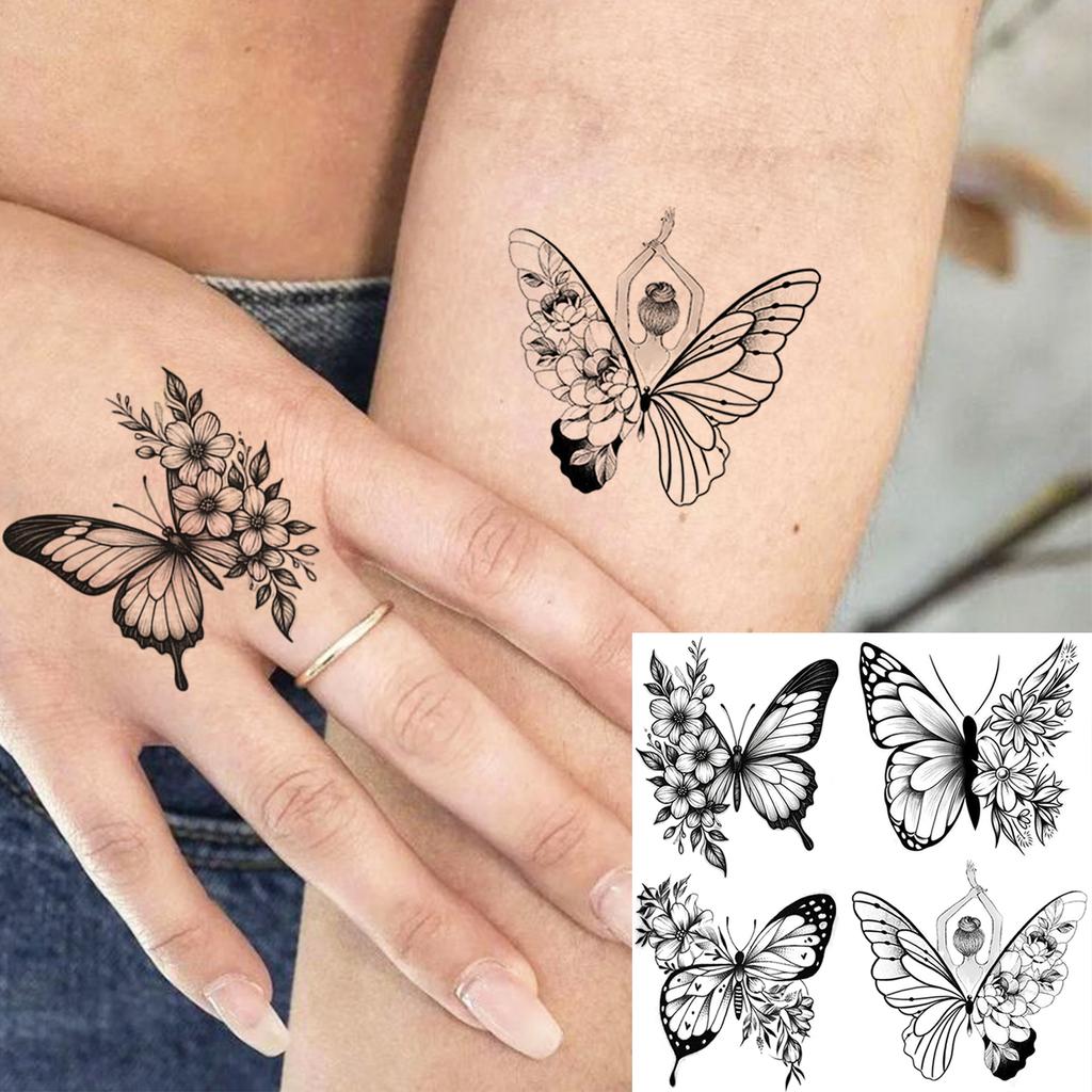 1 Sheet Butterfly Temporary Tattoos For Women Hands Clavicle Neck, Fake Tattoo Stickers Waterproof Long Lasting Realistic Tatoos