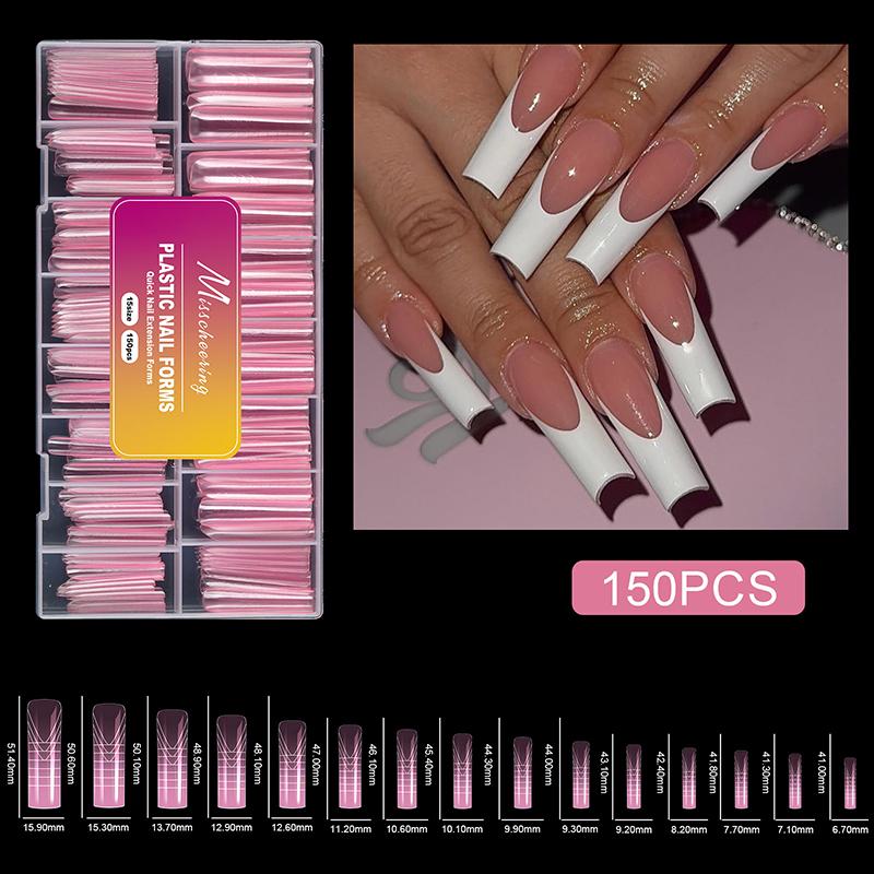 150 Pcs Dual Forms For Poly Nail Gel Soft Nail Forms Molds Acrylic Full Cover False Nail Tips Manicure Extension