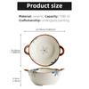 Household Noodle Bowl 1500ml Ceramic Soup Bowl With Handle Salad Pasta Fruit Bowl Kitchen Tableware Microwave Oven Bakware