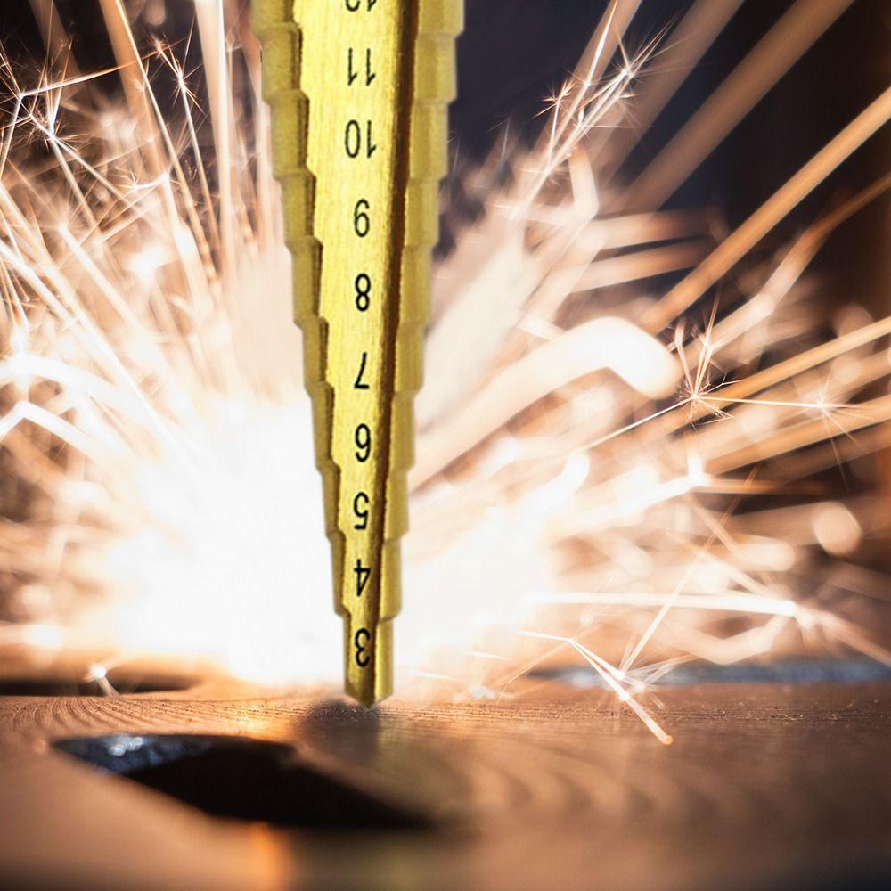 Durable Hexagon Shank Hole Opener Twists Bit Step Drill Gold Pagoda Drill Ladder Drill