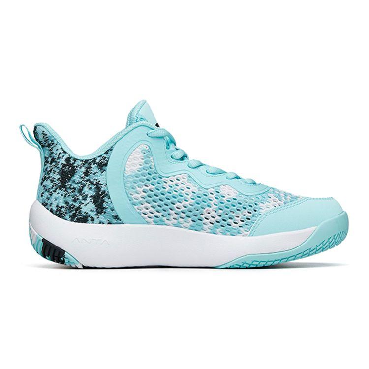 Anta Youth  Childrens Non-Slip Shock Absorbing Wear-Resistant Low-Top Basketball Shoes Kids Basketball Shoes Blue Black 312221103-1
