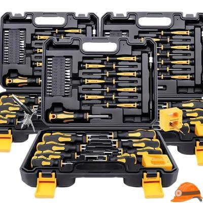 Verbessertes professionelles Schraubendreher-Set mit magnetischem Bithalter, enthält Schlitz-, Kreuzschlitz-, Sechskant-, Torx- und Präzisionswerkzeuge