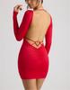European and American sexy women's clothing new back small love big halter long sleeve mini skirt