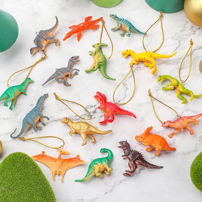 16 Mini Colored Dinosaur Shaped Ornaments; Christmas Tree Party Decoration Pendant DIY New Year Home Decoration