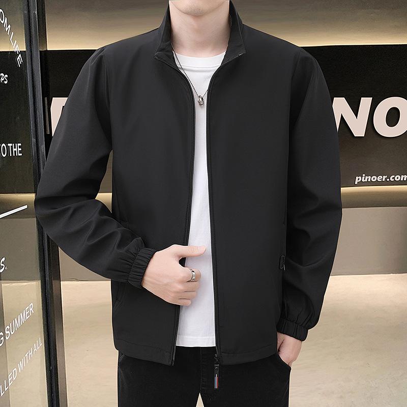 Podzimní hlavní bunda Pánská Stojáček Ležérní bunda Jednoduchá Všestranná Pánská bunda Tenká Jaro a Podzim Vnější
